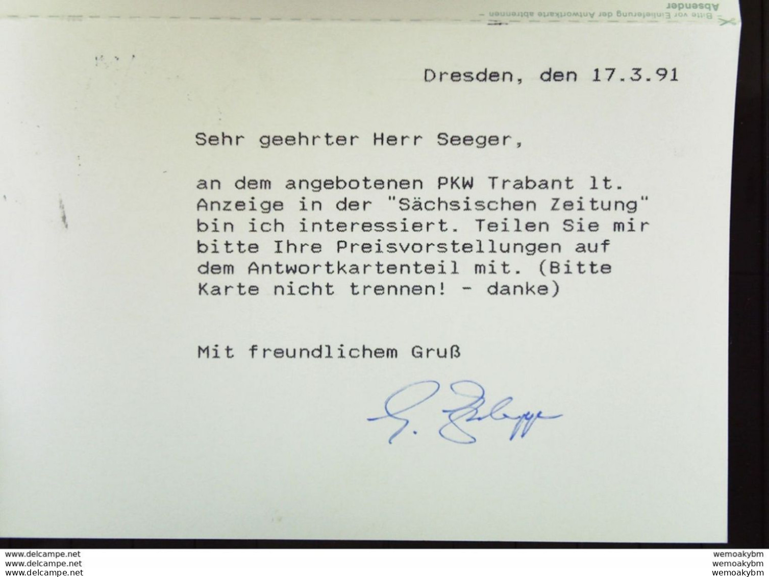 BRD-VGO: Gs-Karte Mit 30 Pf Celle Kompl. Gest. Dresden 18.3.91 U. Heidenau 2.4.91 Neues Porto -Erstleerung! Knr: P148 - Cartoline - Usati