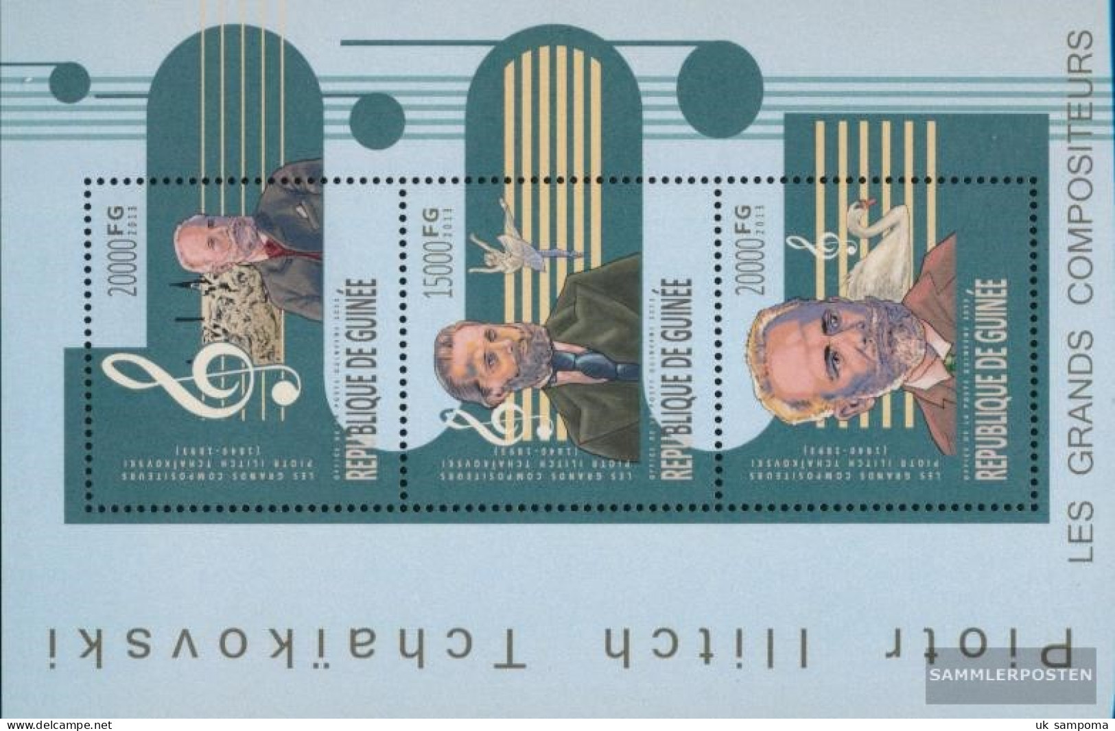 Guinea 10009-10011 Sheetlet (complete. Issue) Unmounted Mint / Never Hinged 2013 Piotr Iljitsch Tschaikowski - Guinea (1958-...)