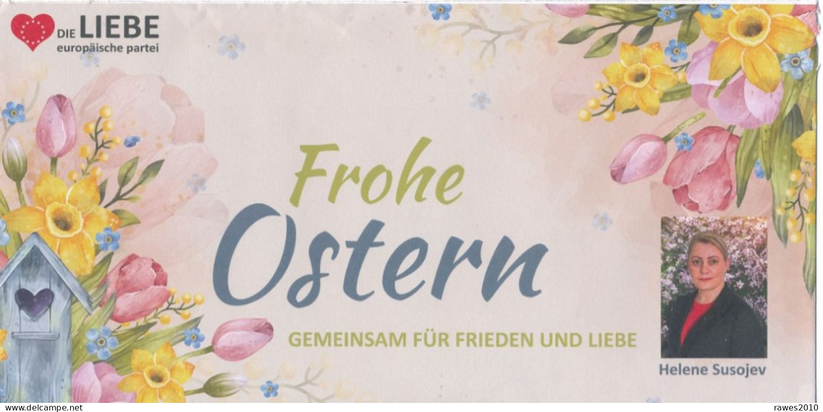 BRD / Bund Bergheim Europa - Wahl 2024 Die LIEBE Europäische Partei Herz Ostern Blumen Tulpen Narzissen - Cartas & Documentos