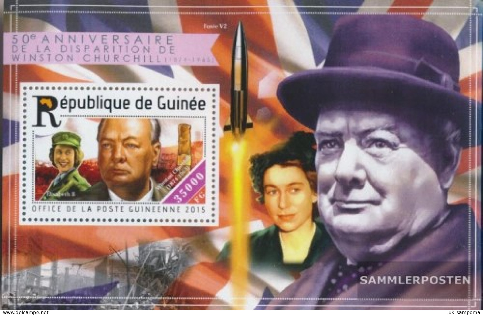 Guinea Miniature Sheet 2523 (complete. Issue) Unmounted Mint / Never Hinged 2015 Winston Churchill - Guinée (1958-...)