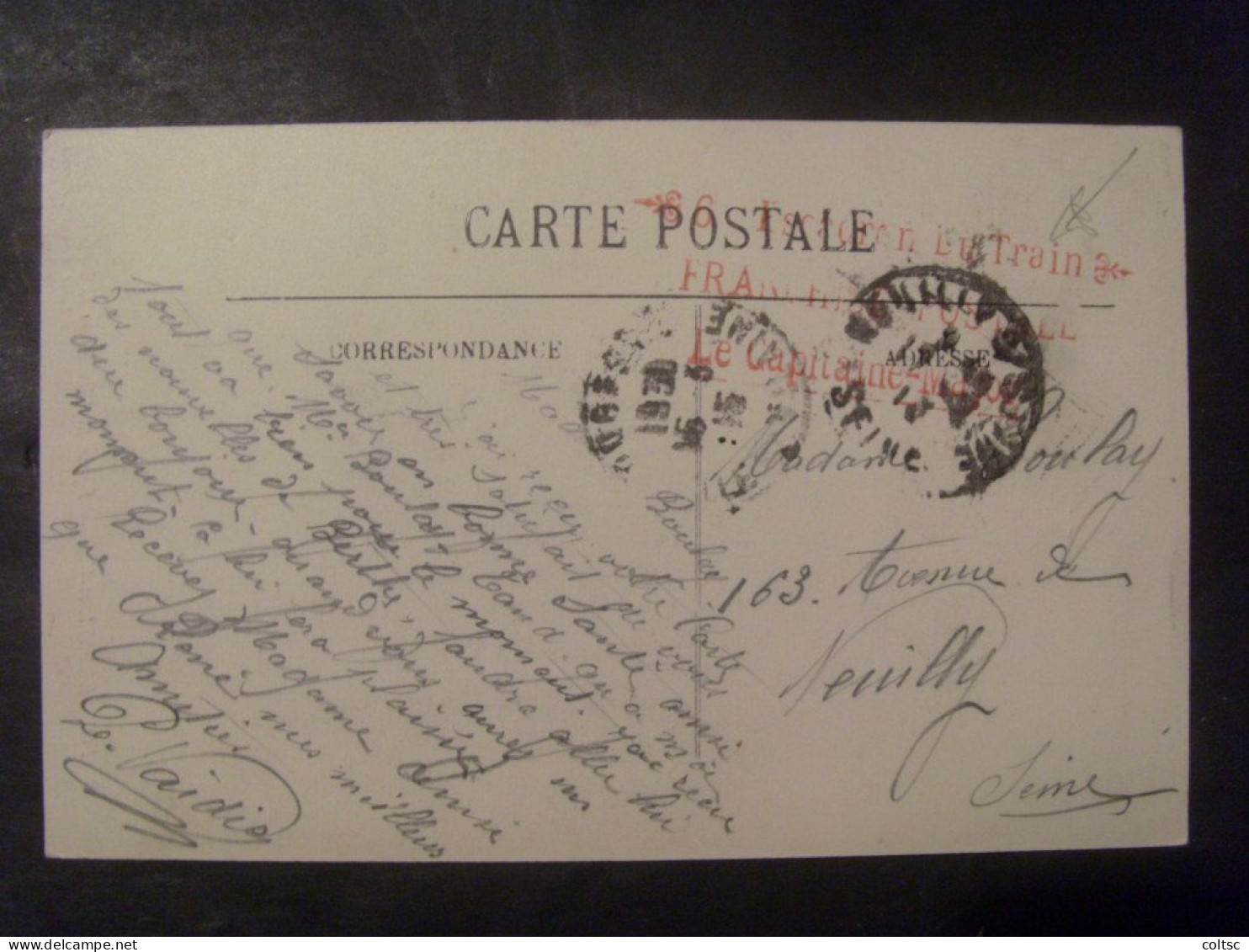 18113- CP Avec Griffe Rouge "Escadron Du Train" - Military Postmarks From 1900 (out Of Wars Periods)