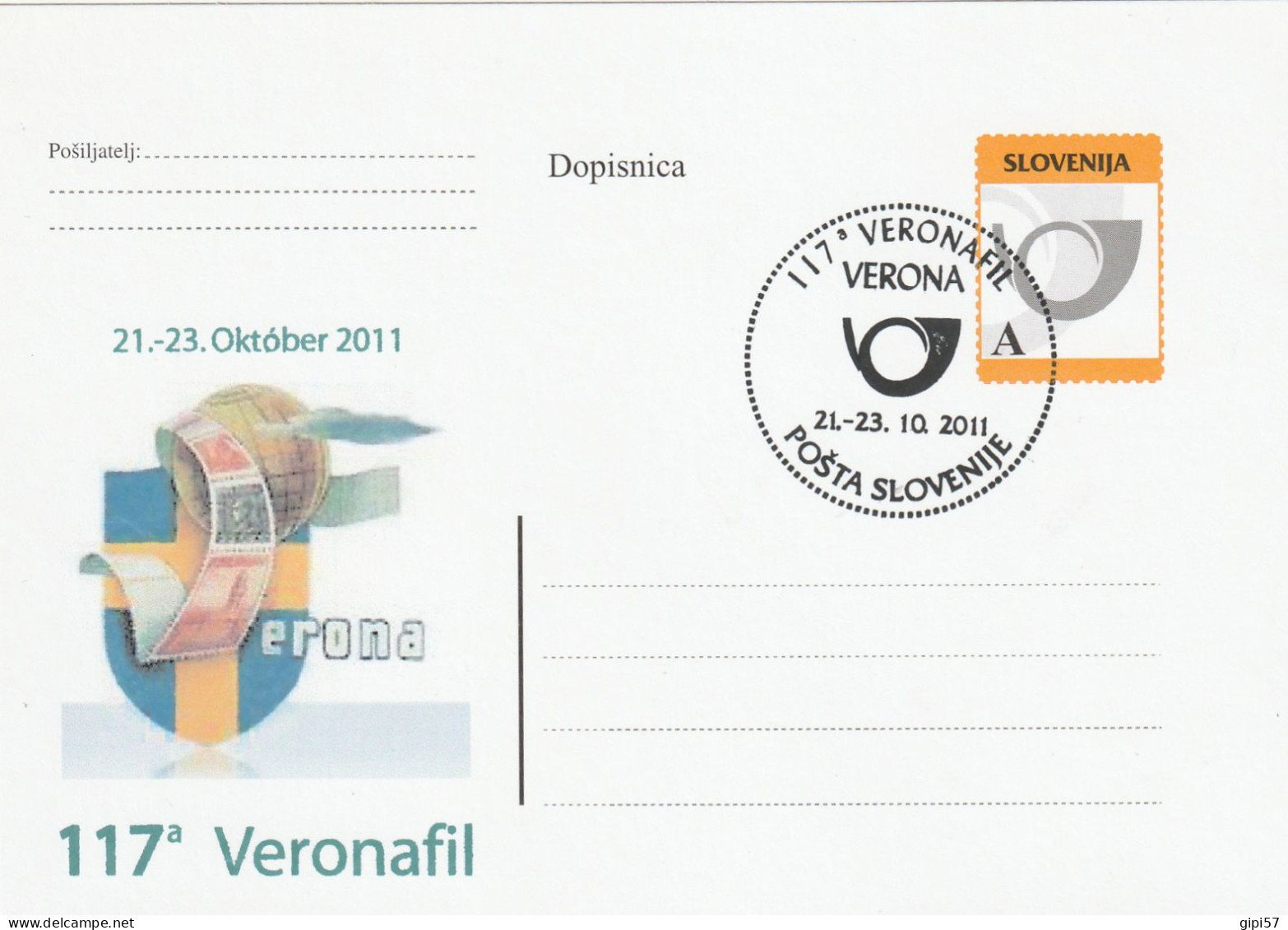 VERONA SLOVENIJA AT VERONAFIL ITALY 2011 CARTOLINA POSTALE DOPISNICA - Verona