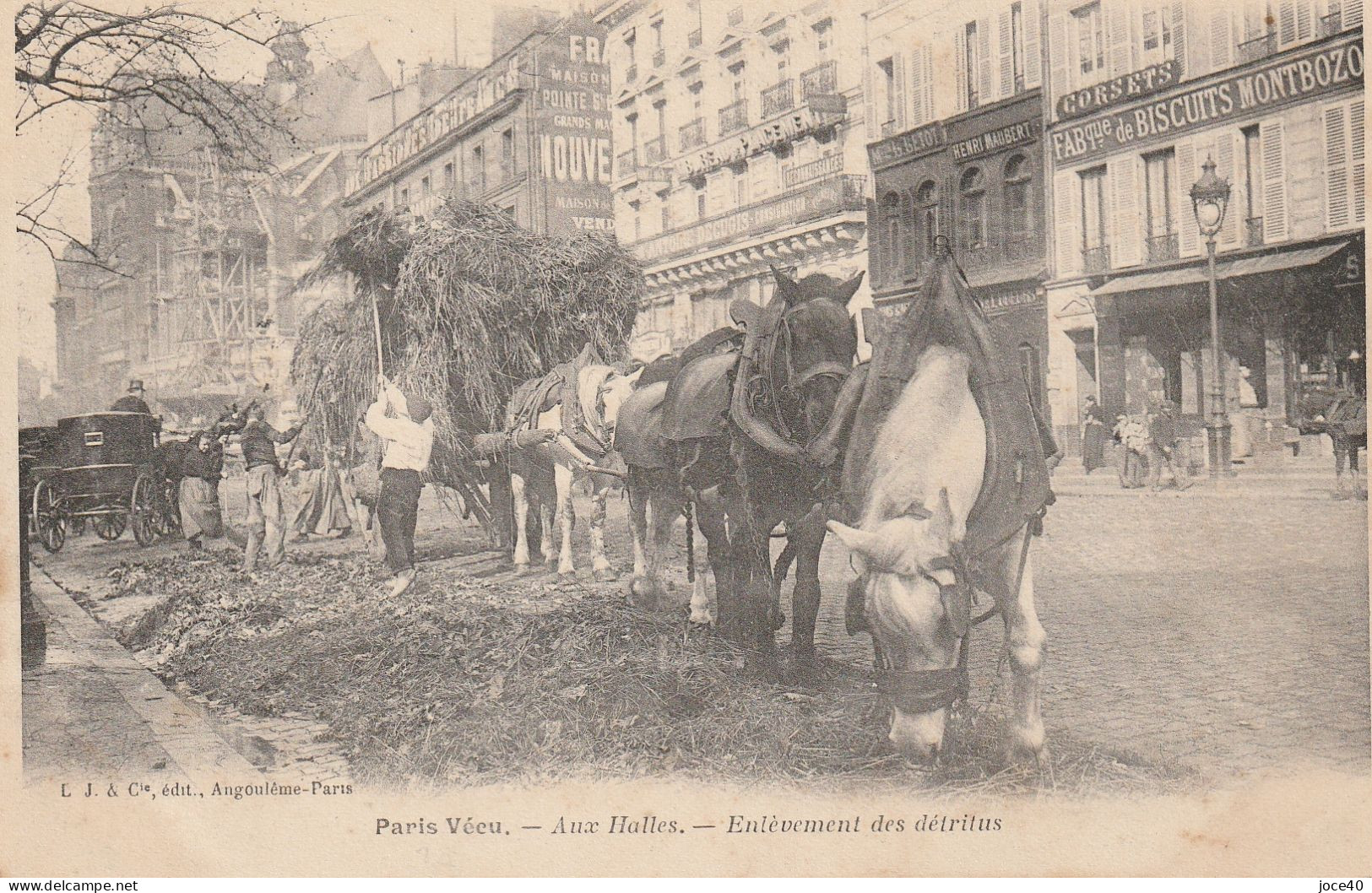 Paris Vécu - Aux Halles - Enlèvement Des Détritus à La Fourche - Chevaux - Petits Métiers à Paris