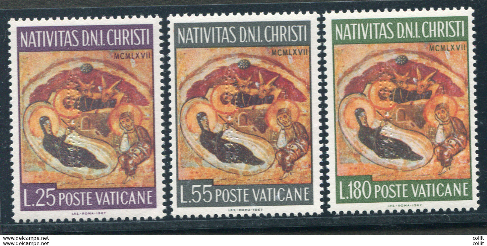 Natale '67 Serie Con Perforazione ANNULLATO A Punti - Unused Stamps