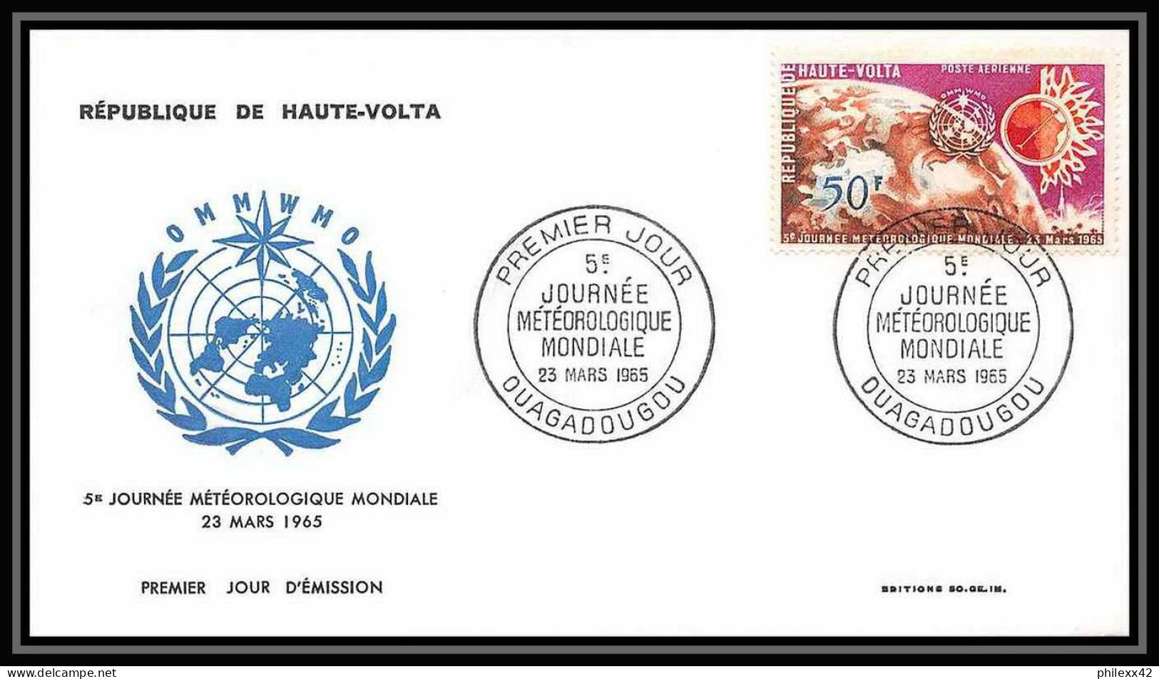 4633/ Espace Space Raumfahrt Lettre Cover Briefe Cosmos 23/3/1965 FDC Journée Meteorologique Mondiale N° 21 Haute-Volta - Télécom