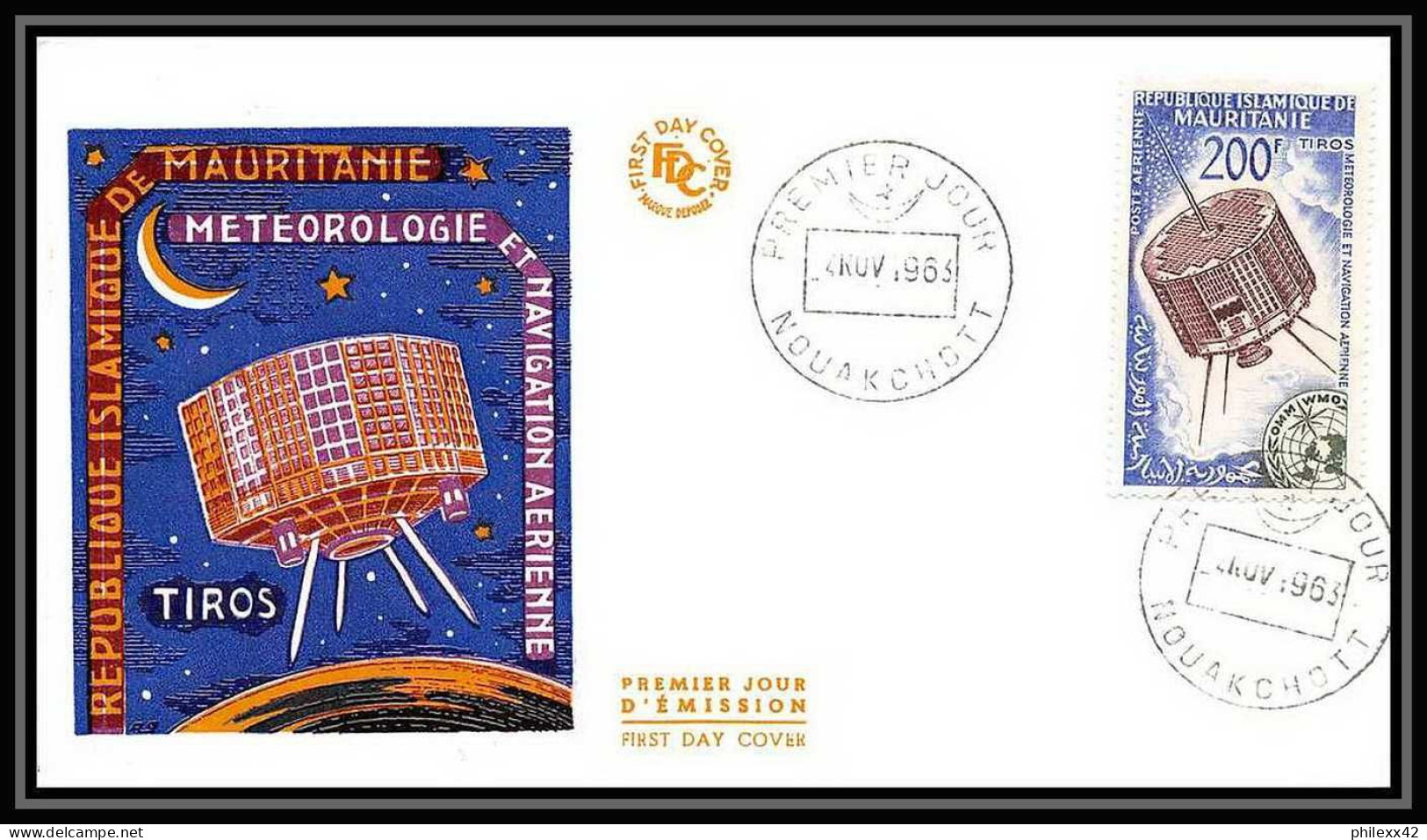 4081/ Espace (space) Lettre (cover Briefe) 1963 N° 30 Journée Météorologie Mondiale. Satellite Mauritanie (Mauritania) - Klima & Meteorologie