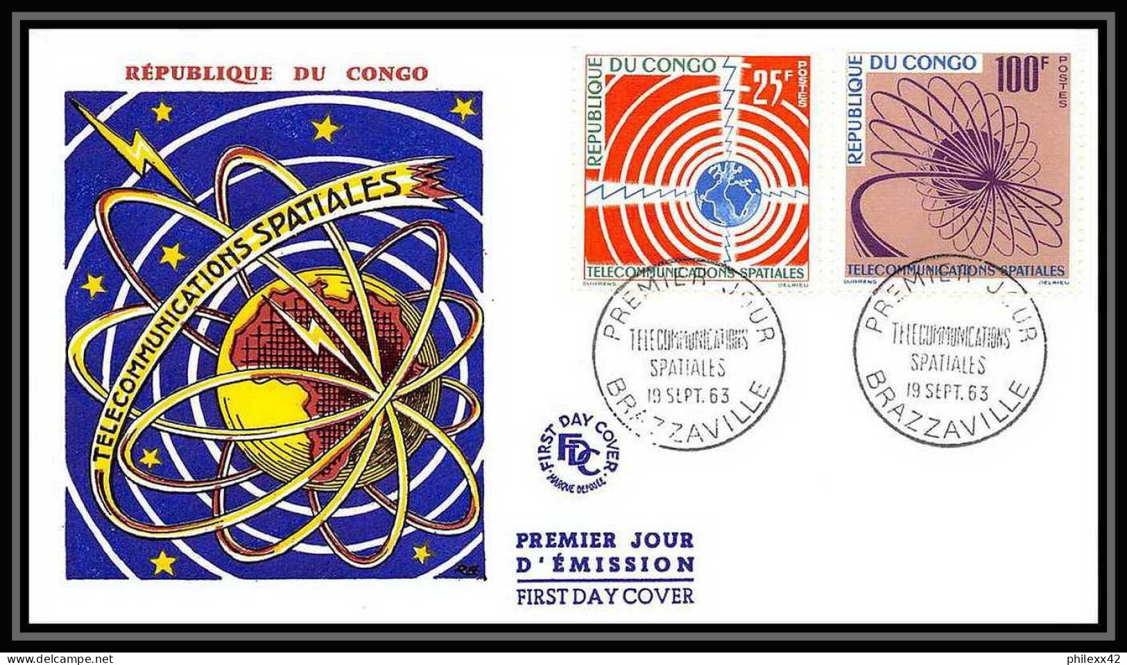 4071/ Espace Space Raumfahrt Lettre Cover Briefe Cosmos 19/9/1963 Fdc Communication Spatiales Congo - Télécom