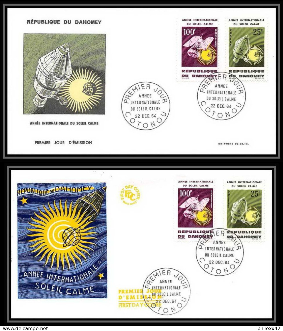 4318/ Espace Space Lettre Cover Briefe Cosmos 22/12/1964 Lot 2 FDC Année Internationale Du Soleil Calme Dahomey - Bénin – Dahomey (1960-...)