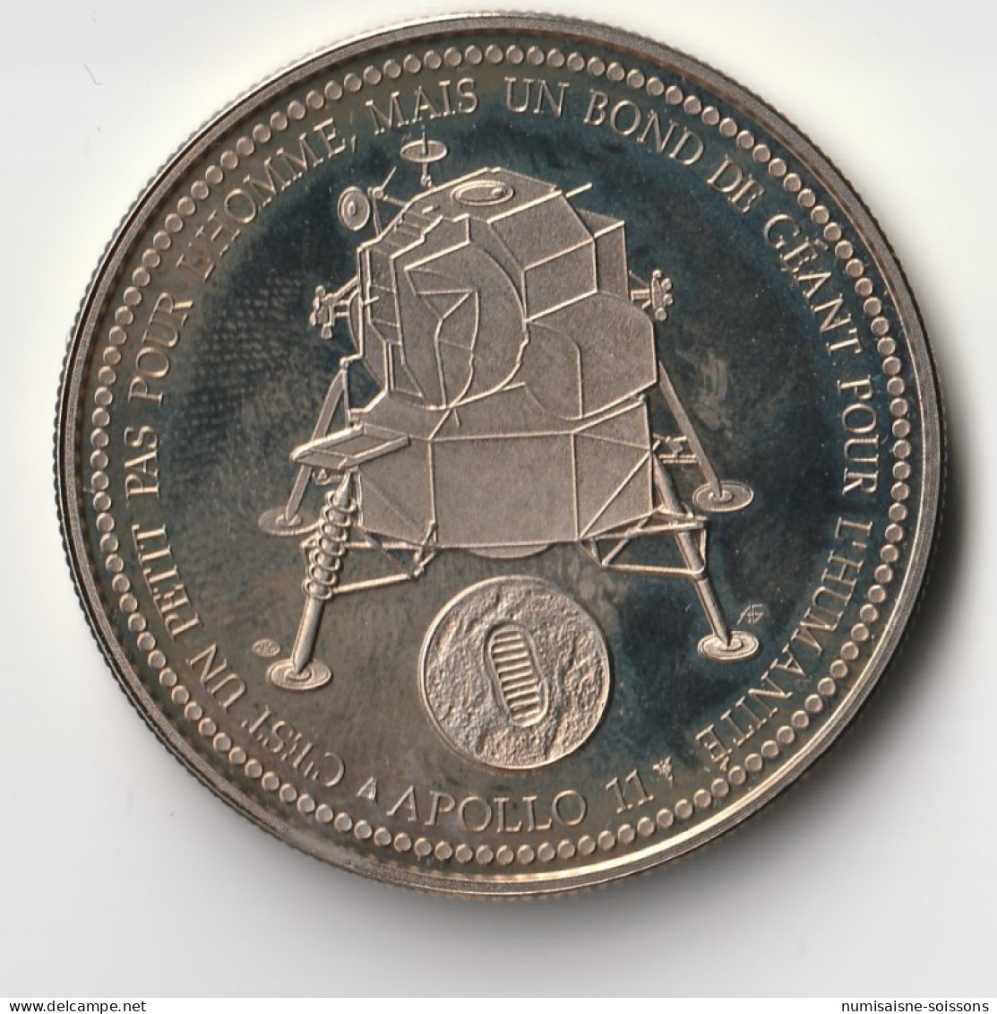 FRANCE - MÉDAILLE - LE PREMIER PAS SUR LA LUNE - 21 JUILLET 1969 - APOLLO 11 - BE - Other & Unclassified