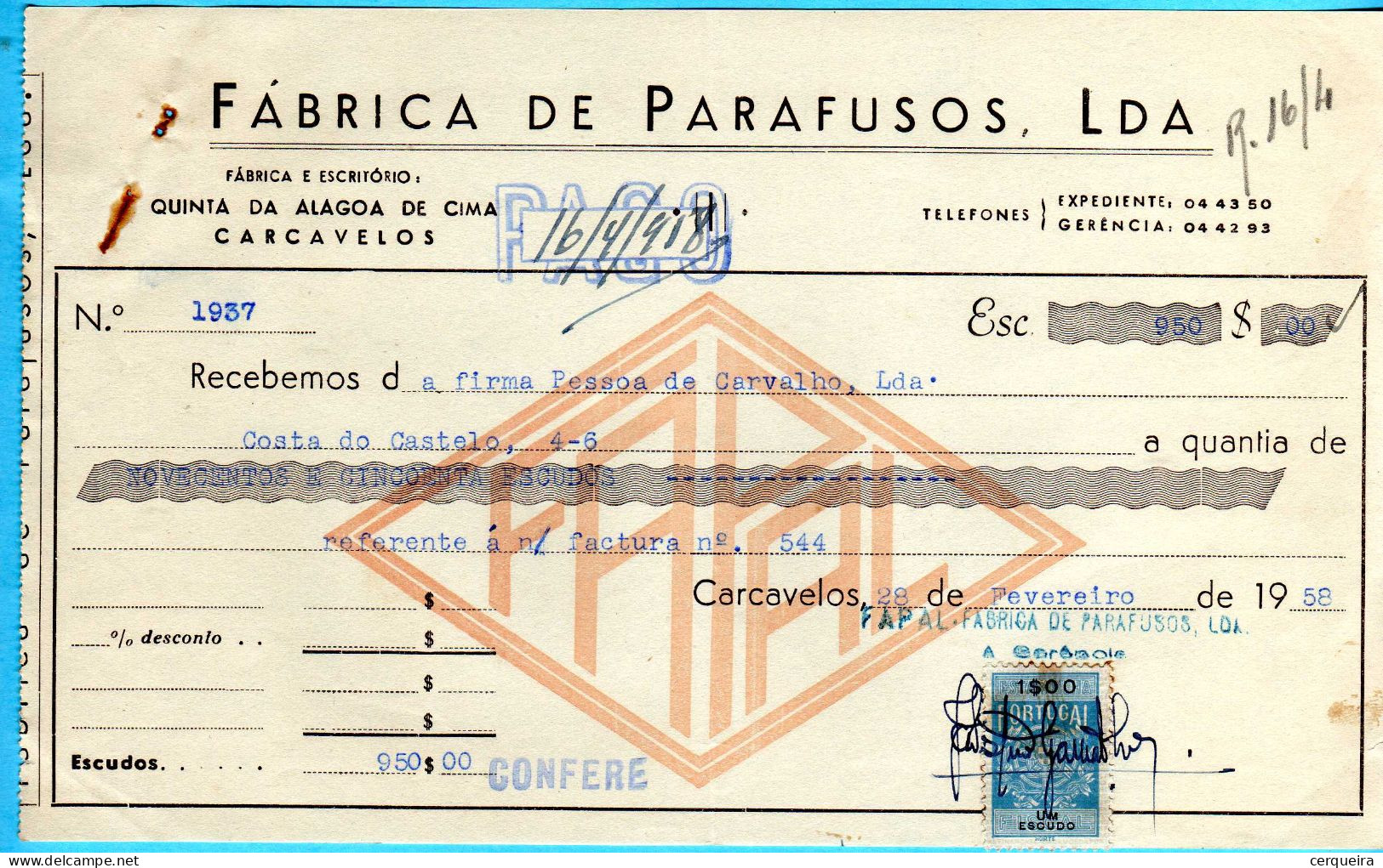 RECIBO -FABRICA DE PARAFUSOS - Covers & Documents