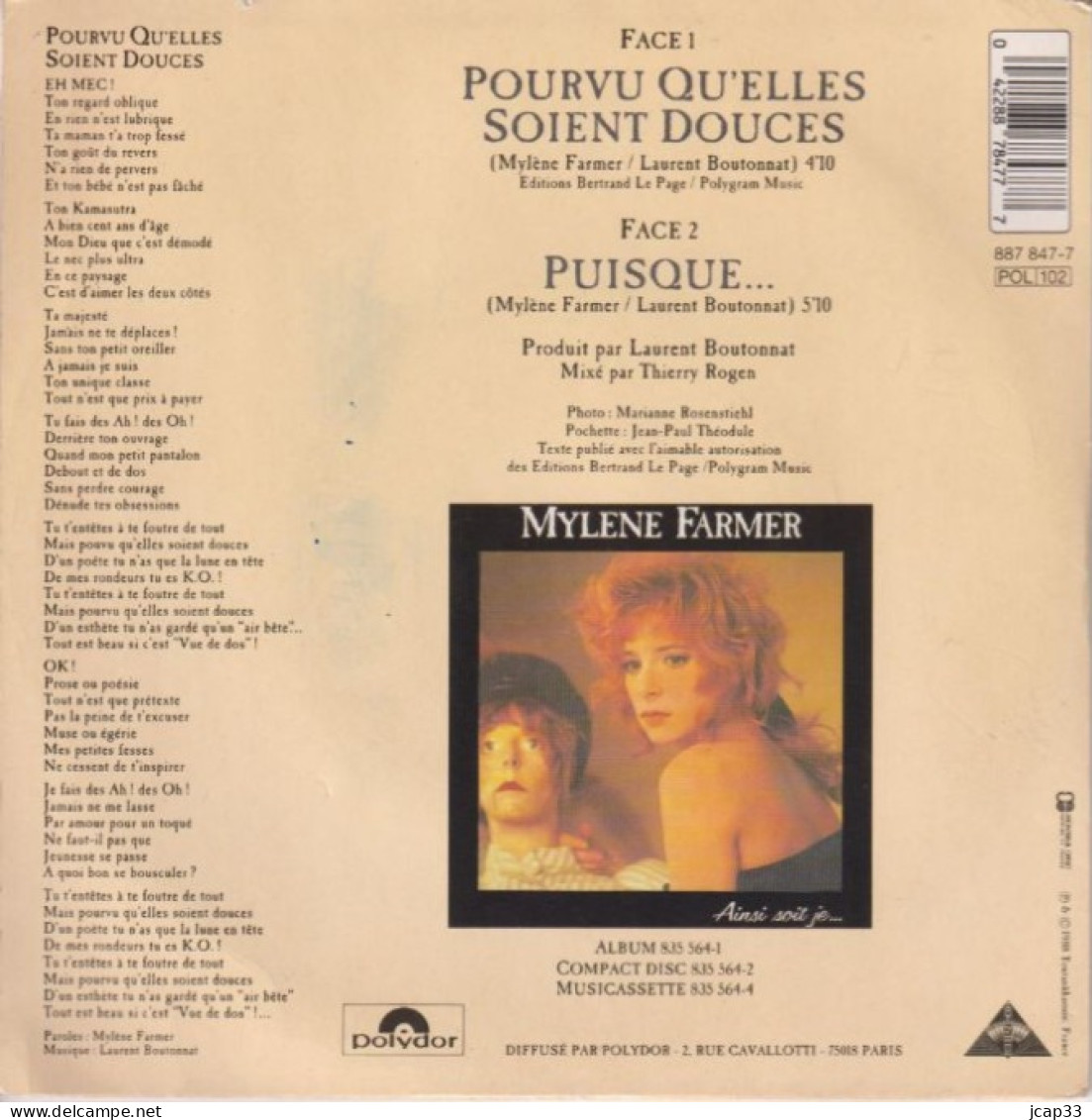 MYLENE FARMER  -  LOT DE 3 45 T  -  SANS CONTREFACON - POURVU QU ELLES SOIENT DOUCES - SANS LOGIQUE  - - Other - French Music