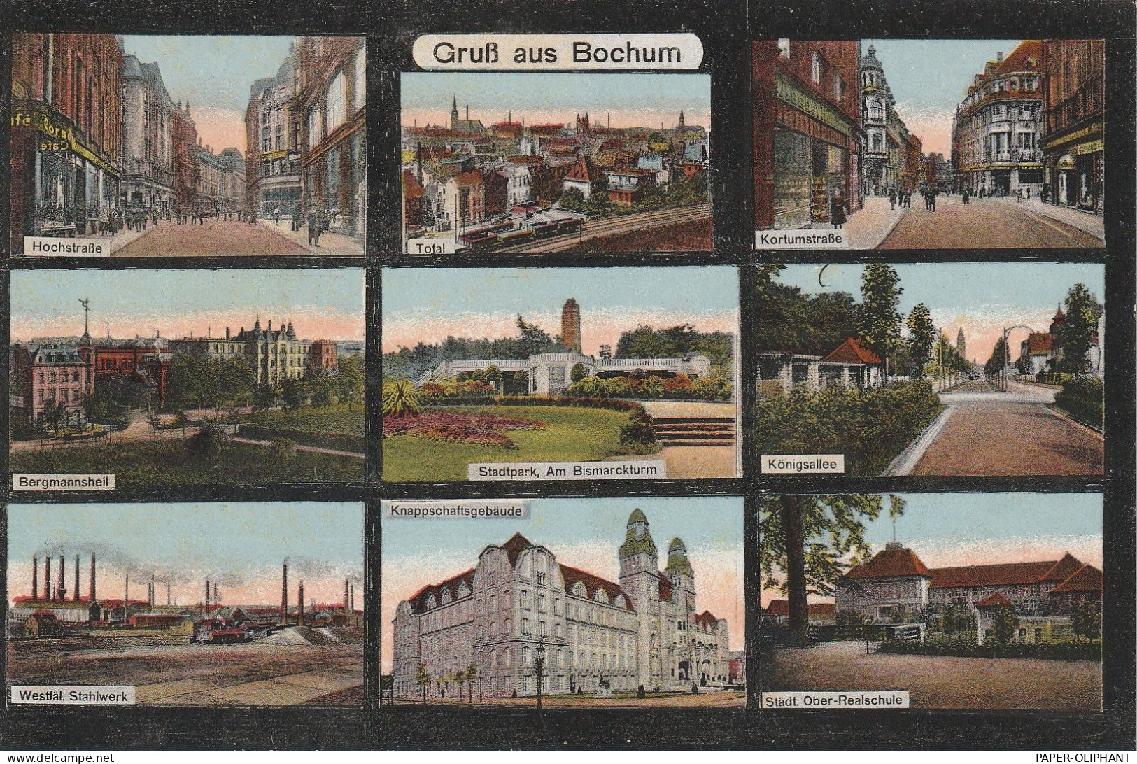 4630 BOCHUM, Hochstrasse, Kortumstrasse, Stahlwerk, KH Bergmannsheil, Ober-Realschule.... - Bochum