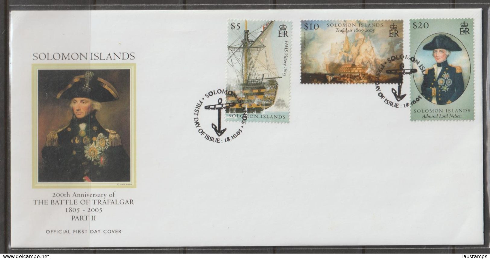 Solomon Islands 2005 200th Anniv. Of The Battle Of Trafalgar FDC - Salomon (Iles 1978-...)