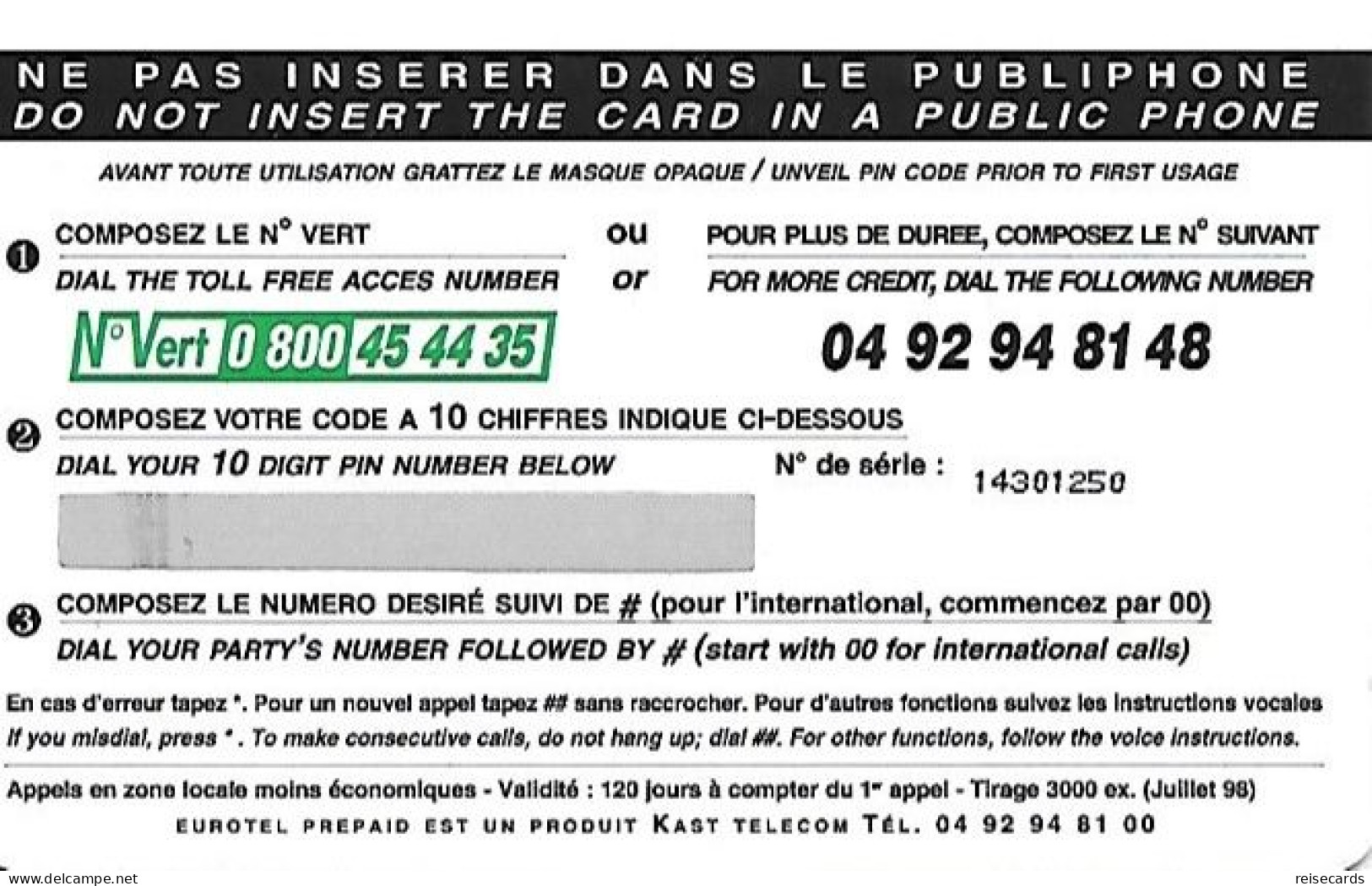 France: Prepaid Eurotel Paris, Notre Dame - Other & Unclassified