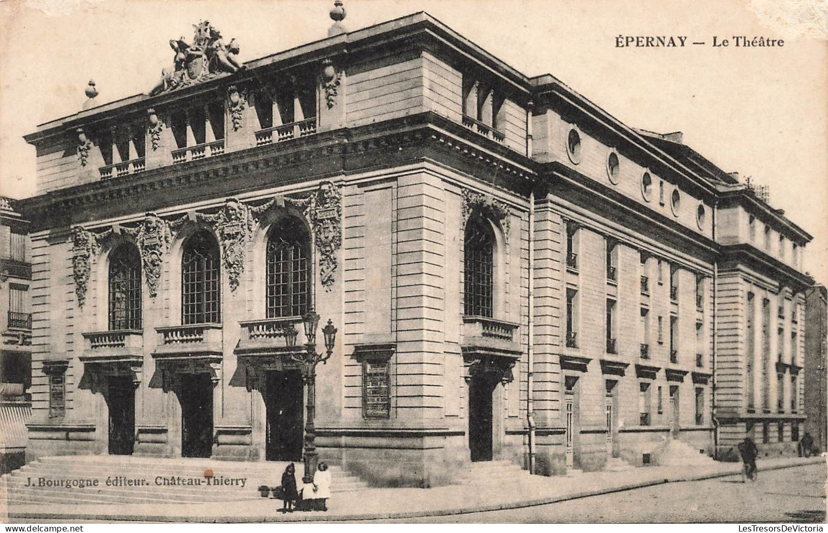 FRANCE - Epernay - Vue Sur Le Théâtre - J Bourgogne - Editeur Château Thierry - Animé - Carte Postale Ancienne - Epernay