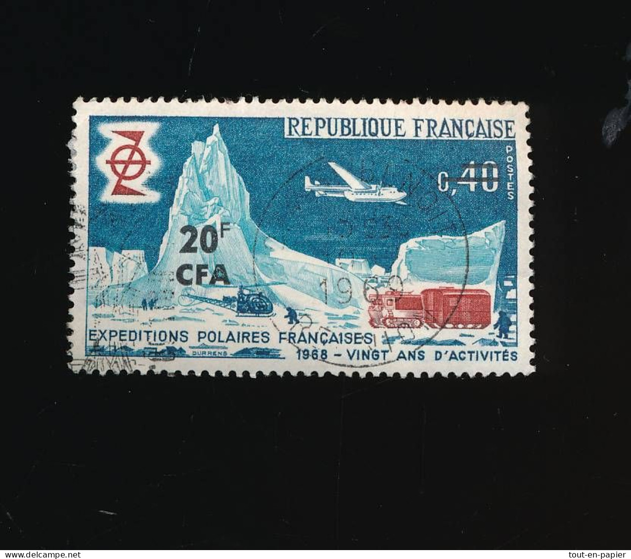 TAAF 1969 N° 31  Avions Hélicoptère Expéditions Polaires Françaises Transports Surchargé 20 F CFA - Used Stamps