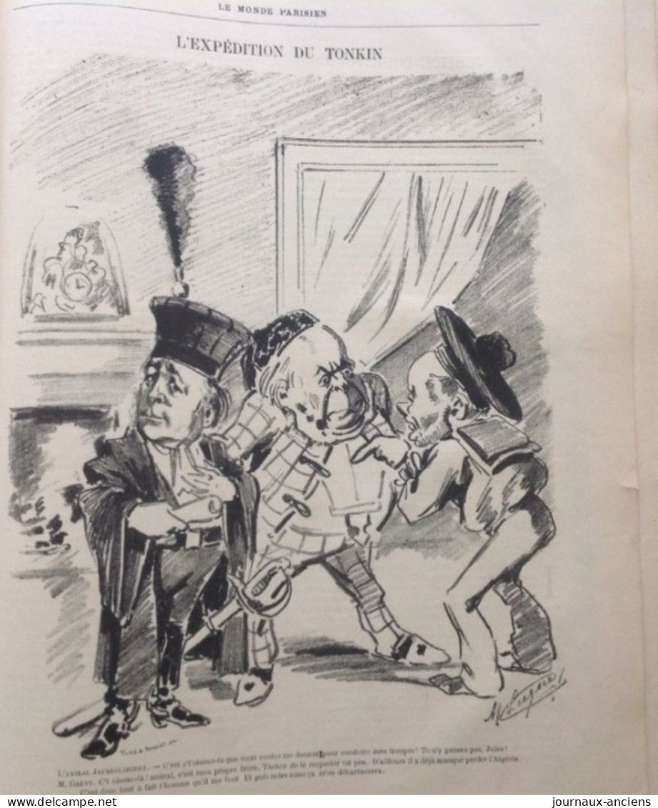 1882 Revue " LE MONDE PARISIEN " Louis BLANC - ROUBAIX LES MAGISTRATS RÉPUBLICAINS - BUDGET AU SÉNAT - TONKIN - FEDORA - Zeitschriften - Vor 1900