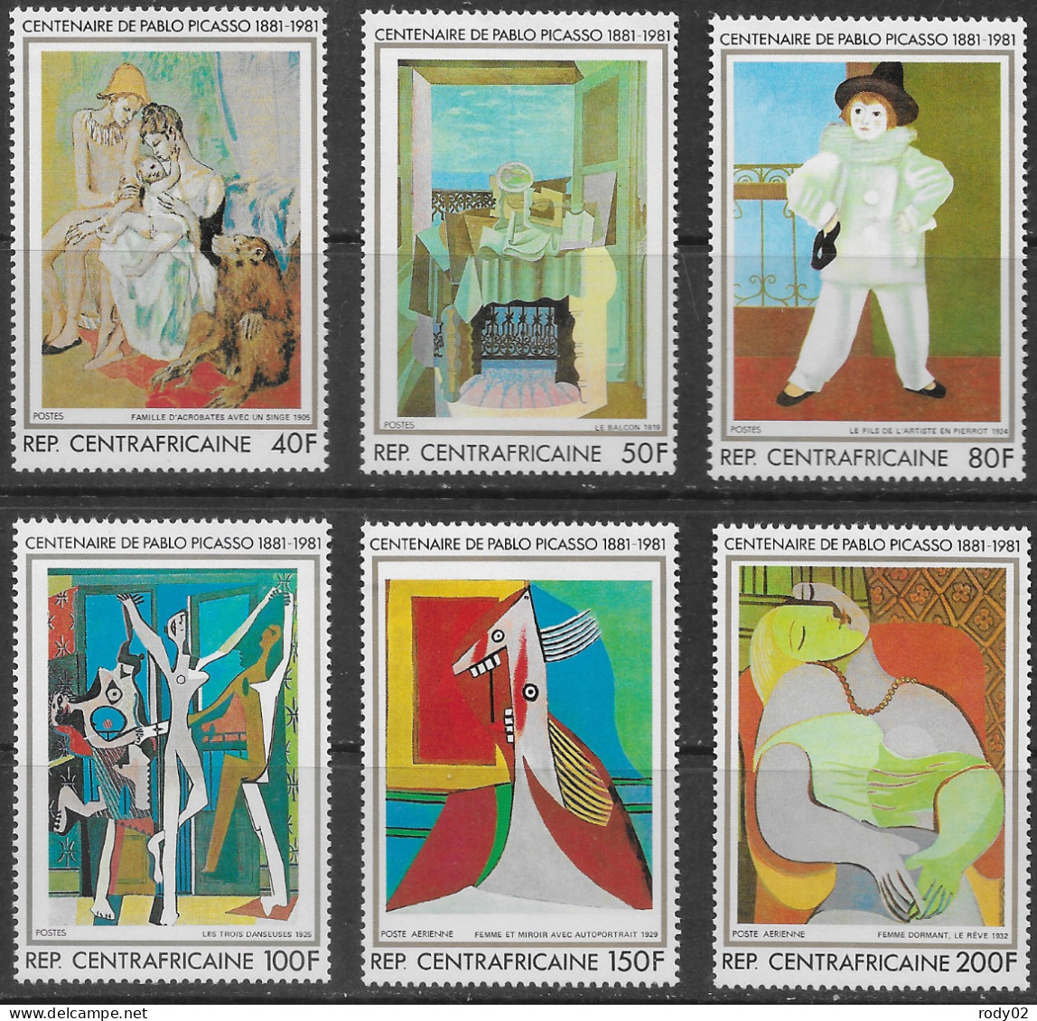 CENTRAFRIQUE - ART - TABLEAUX DE PICASSO - N° 483 A 486 ET PA 246 A 247 - NEUF** MNH - Picasso