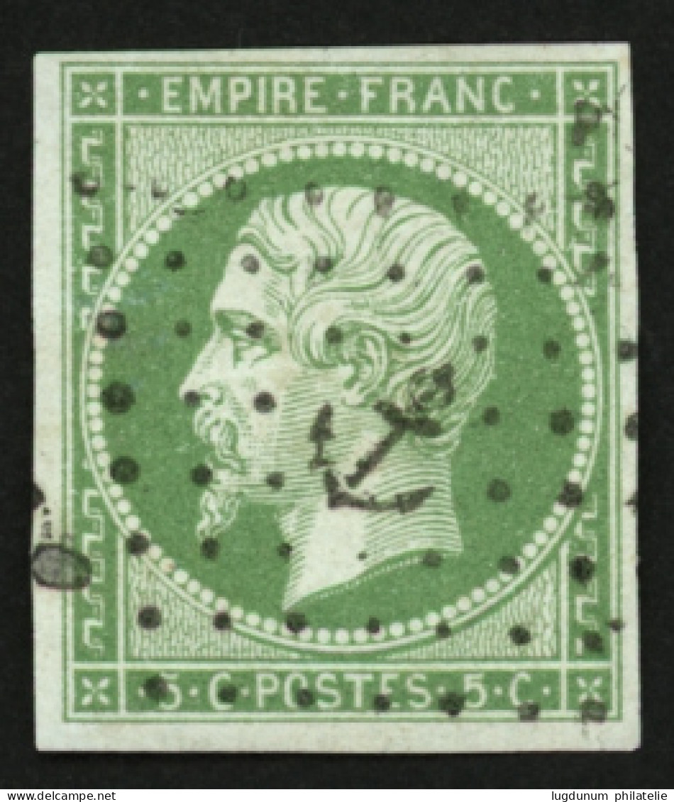 5c Vert (n°12) Obl. ANCRE. Cote 275€. Superbe. - 1853-1860 Napoleone III