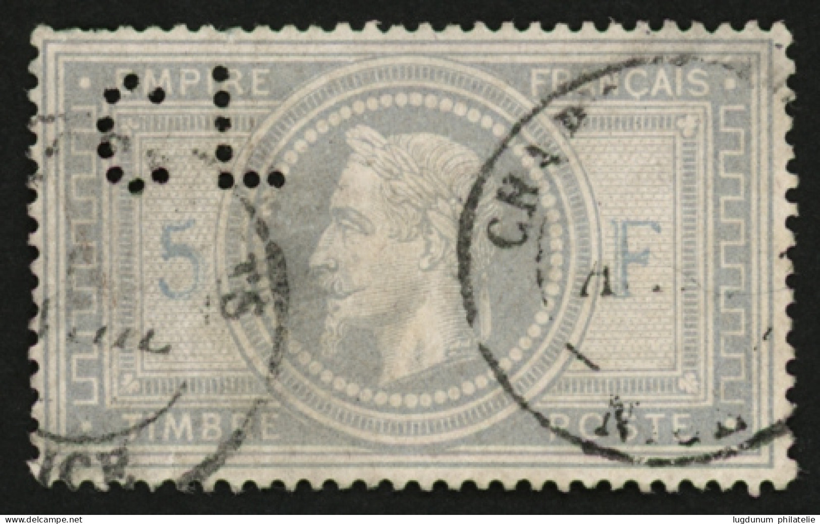 5F EMPIRE (n°33) Perforé CL. Léger Pelurage. TB. - 1863-1870 Napoléon III Lauré