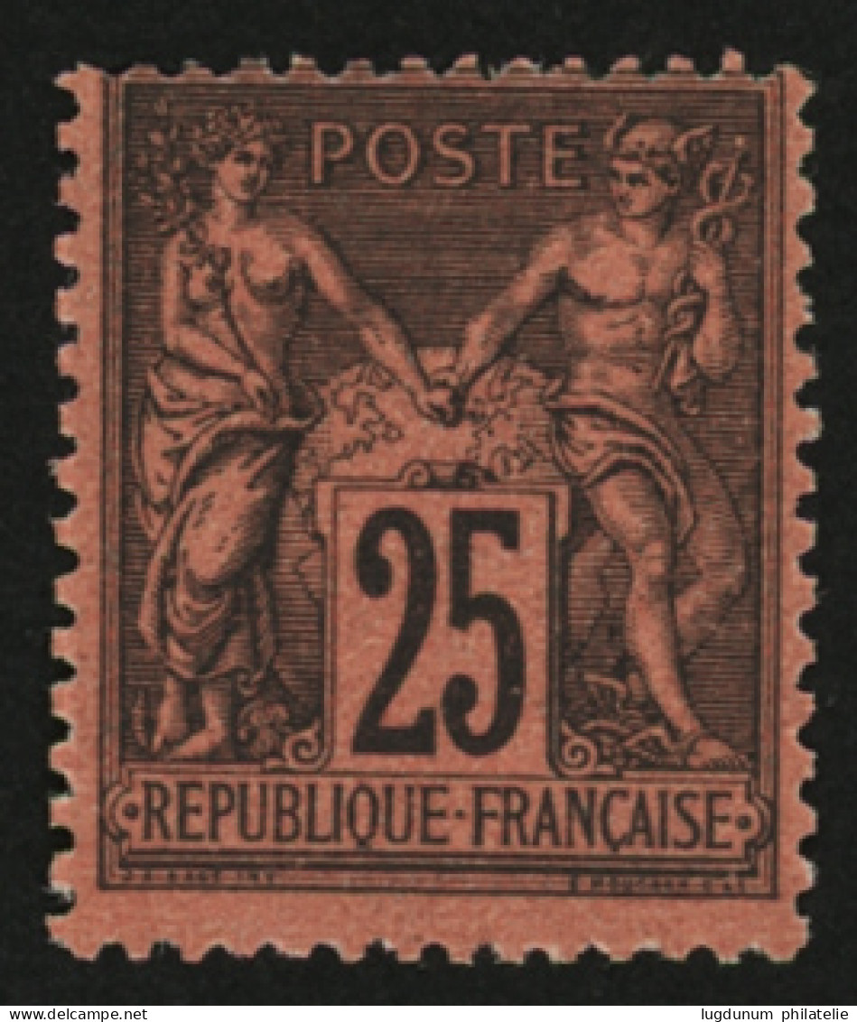 25c Sage Noir Sur Rouge (n°91) Neuf **. Cote 2550€. Signé SCHELLER. Trés Frais. Superbe. - 1876-1898 Sage (Type II)