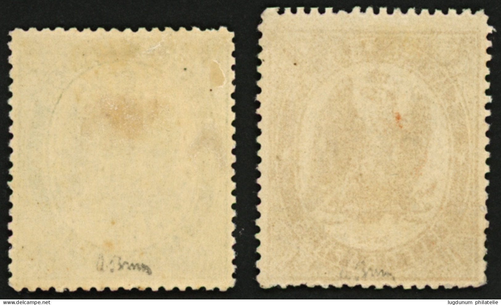 TIMBRES TELEGRAPHES 50c (n°6) + 1F (n°7) Neuf *. Cote 650€. Les 2 Timbres Signés BRUN. Superbe. - Telegraph And Telephone