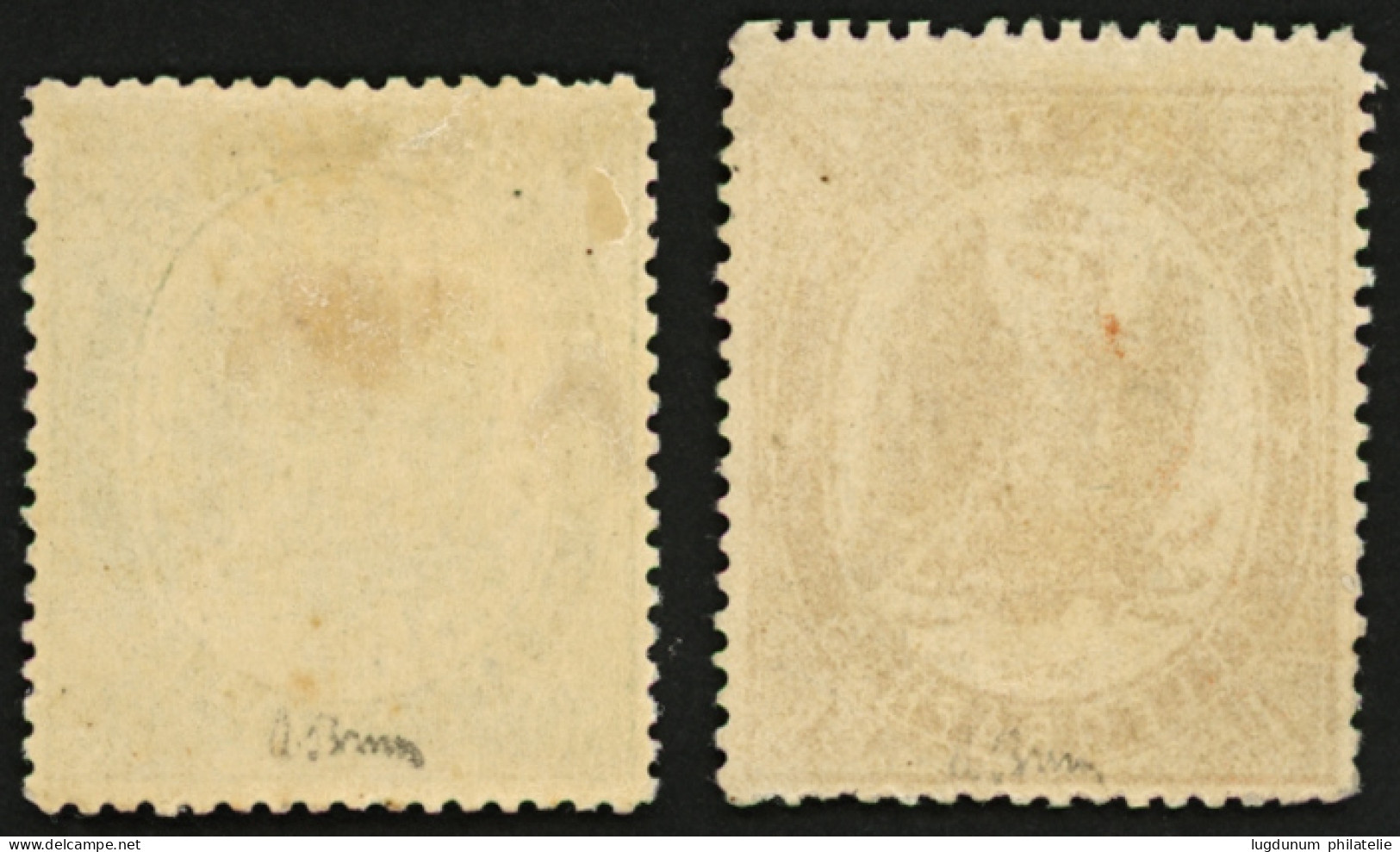 TIMBRES TELEGRAPHES 50c (n°6) + 1F (n°7) Neuf *. Cote 650€. Les 2 Timbres Signés BRUN. Superbe. - Telegrafi E Telefoni