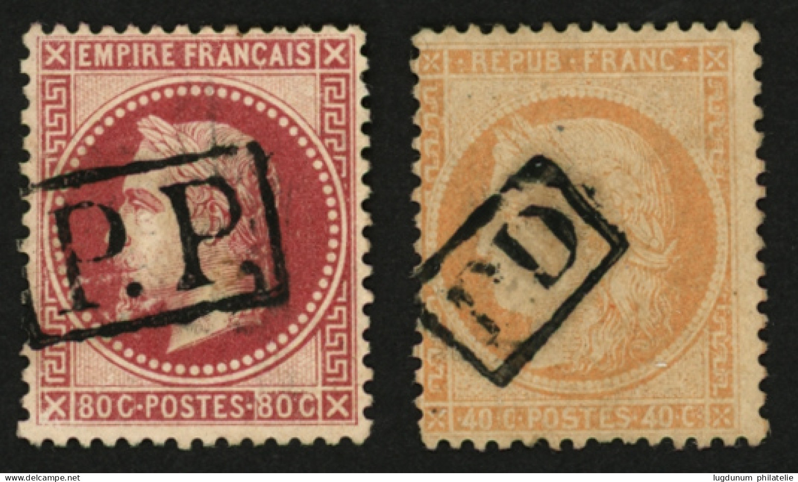 80c (n°32) Obl. P.P Et 40c (n°38) Obl. PD. Les 2 Timbres Signés SCHELLER. Luxe. - 1849-1876: Periodo Classico