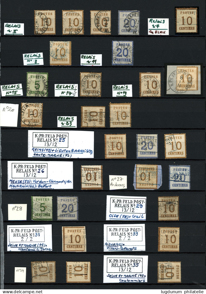 ALSACE LORRAINE : Collection De 60 Timbres Avec Cachets FELDPOST RELAIS. Timbres TB, B Ou Défauts. Ensemble Rare. TB. - Other & Unclassified