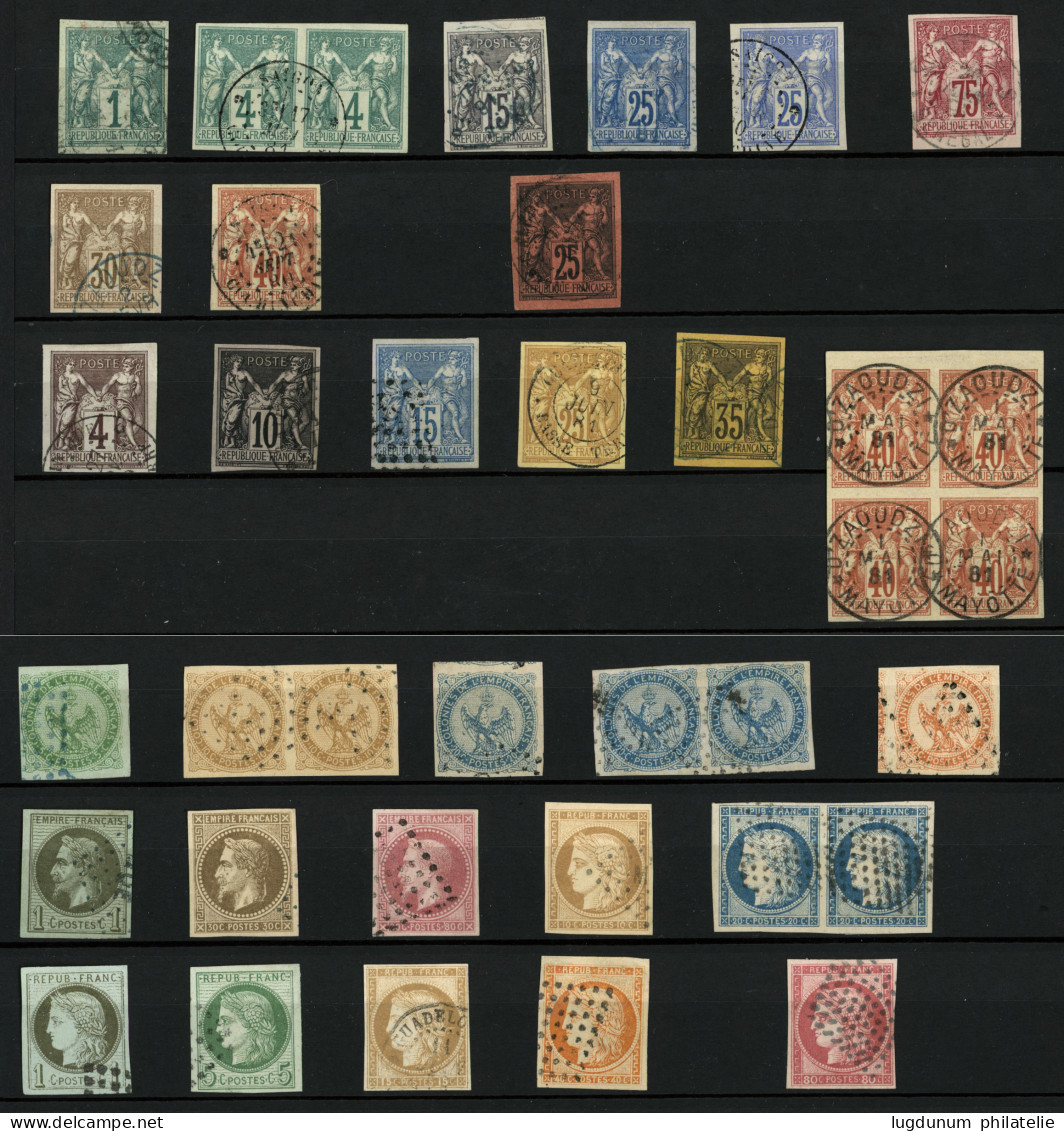 COLONIES GENERALES - Collection 37 Timbres Oblitérés. N° 10 Signé BRUN, Paire N°12 Signée CALVES.  Cote 2600€+. TTB Qual - Autres & Non Classés