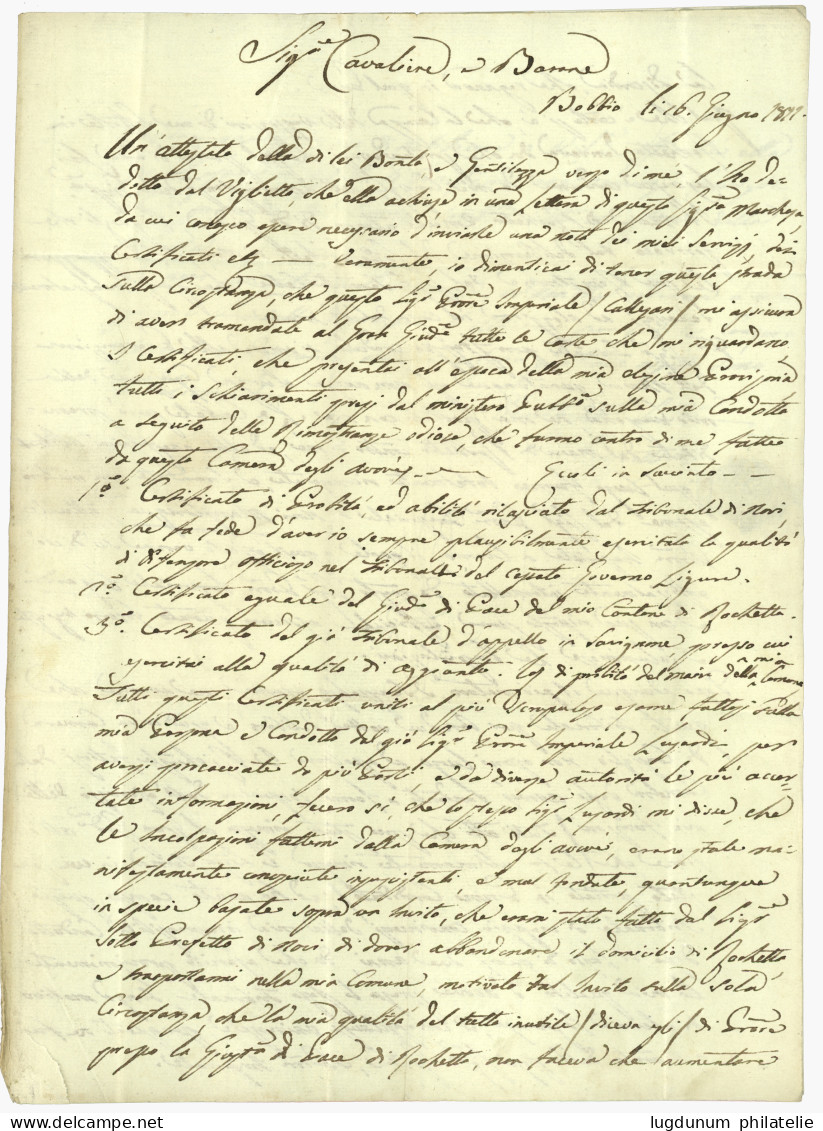 1811 P.87.P BOBBIO En Rouge Sur Lettre Avec Texte Pour PARIS. Superbe. - 1792-1815: Départements Conquis