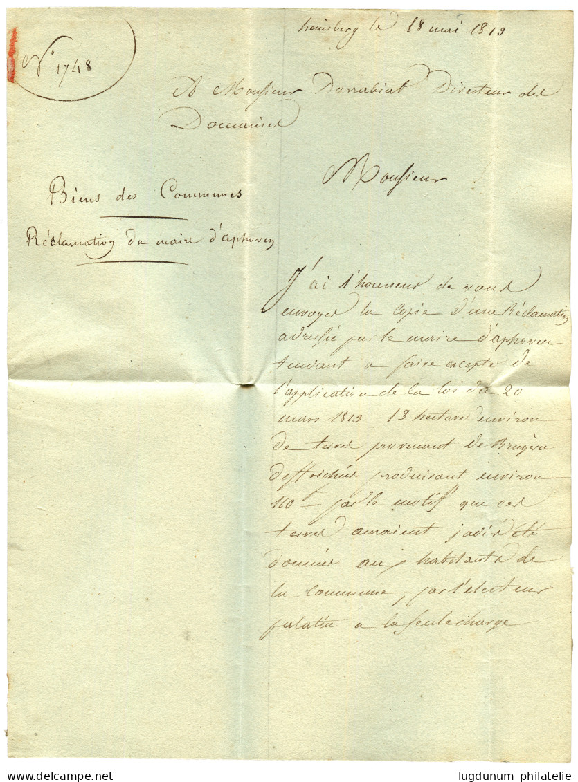 1813 103 GEYLENKIRCH Sur Lettre Avec Texte Daté "HEINSBERG". RARE. Superbe. - 1792-1815: Veroverde Departementen