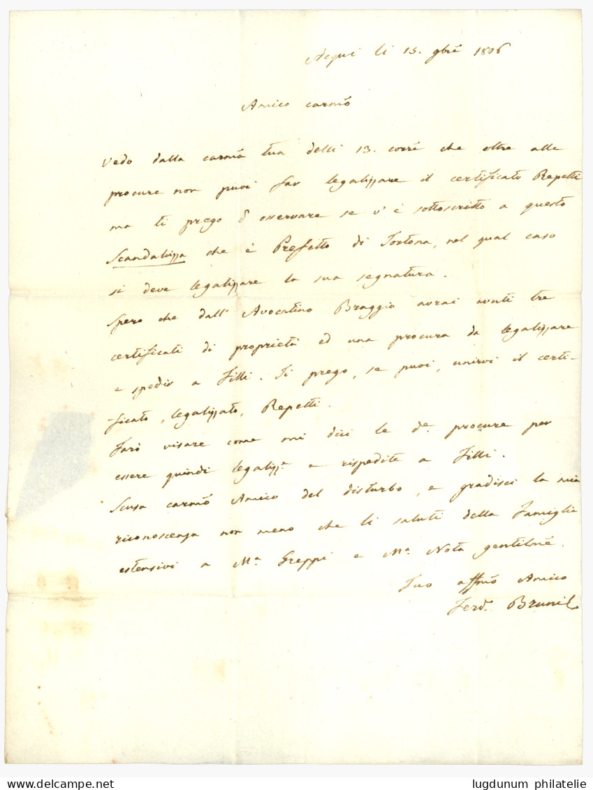 1806 P.108.P ACQUI En Rouge Sur Lettre Avec Texte Pour TURIN. Superbe. - 1792-1815: Dipartimenti Conquistati