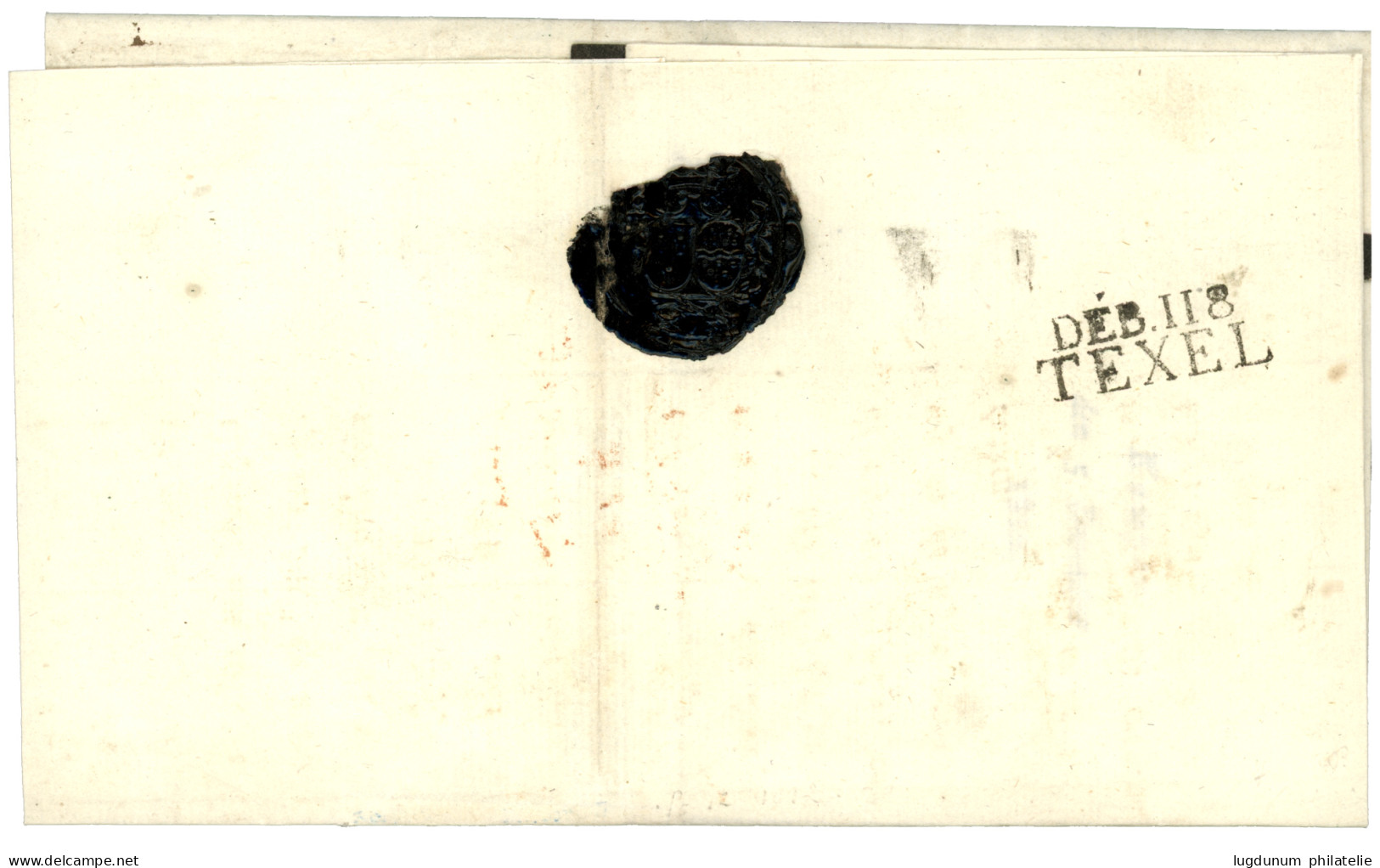 1812 Rarissime Cachet DEB. 118 TEXEL + Recto 120 KAMPEN Sur Lettre (texte Partiel Collé Et Daté KAMPEN 12 DECEMBRE 1812) - 1792-1815: Veroverde Departementen