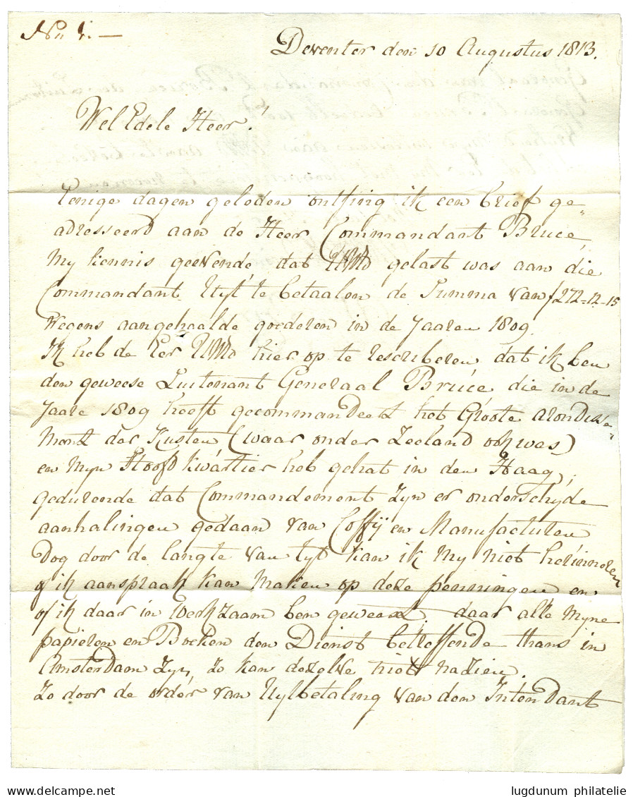 1813 P.120.P DEVENTER En Rouge Sur Lettre Avec Texte Pour ROTTERDAM. RARE. Superbe. - 1792-1815: Conquered Departments