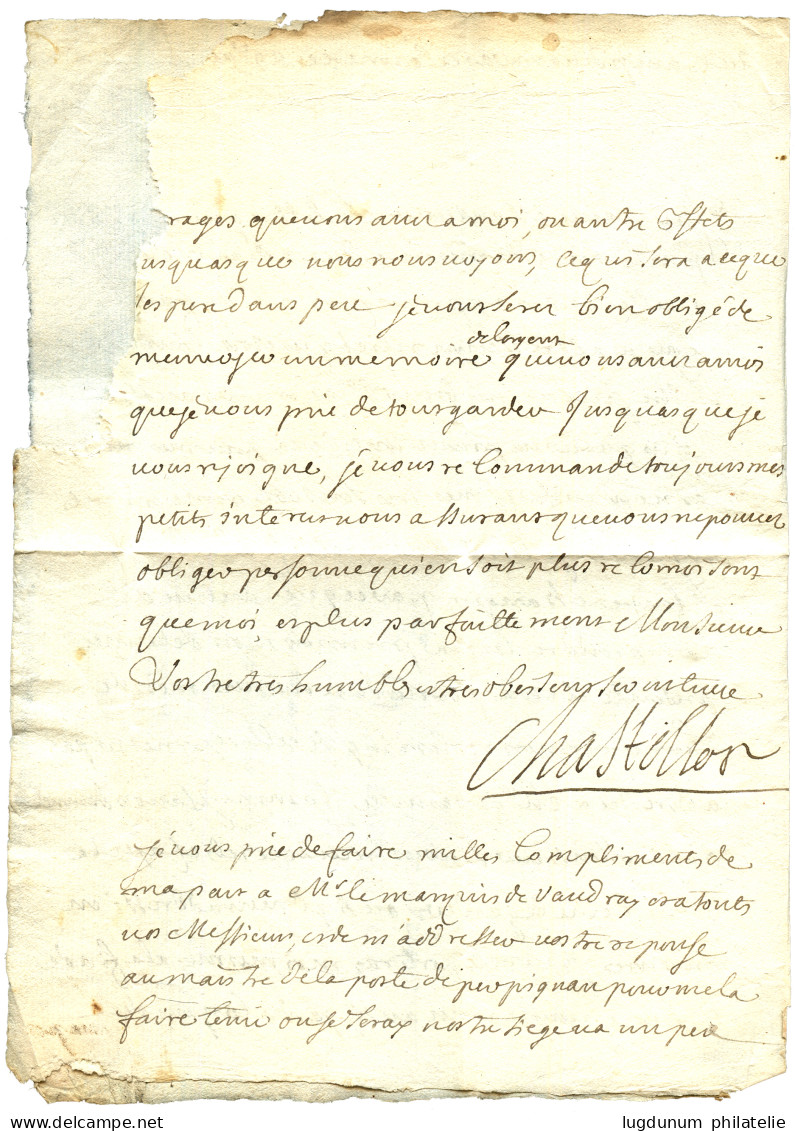 EXPEDITION D' ESPAGNE ( 1713-1715) : Cachet Rarissime DE L' ARM. DE CATALOGNE (Lenain N°SE36) Sur Lettre Avec Texte Daté - Marques D'armée (avant 1900)