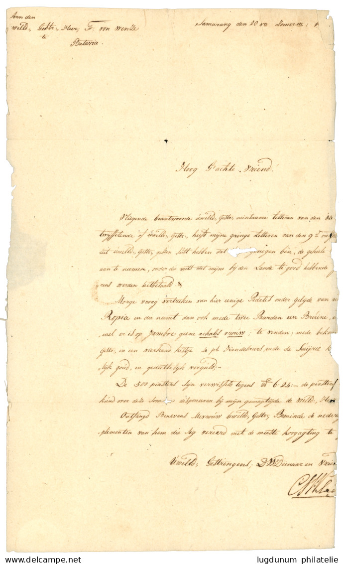 OCCUPATION FRANCAISE Des INDES NEERLANDAISES (1808-1811) : Rarissime Cachet SAMARANG 10 ST. En Rouge (voir Catalogue JAM - Army Postmarks (before 1900)