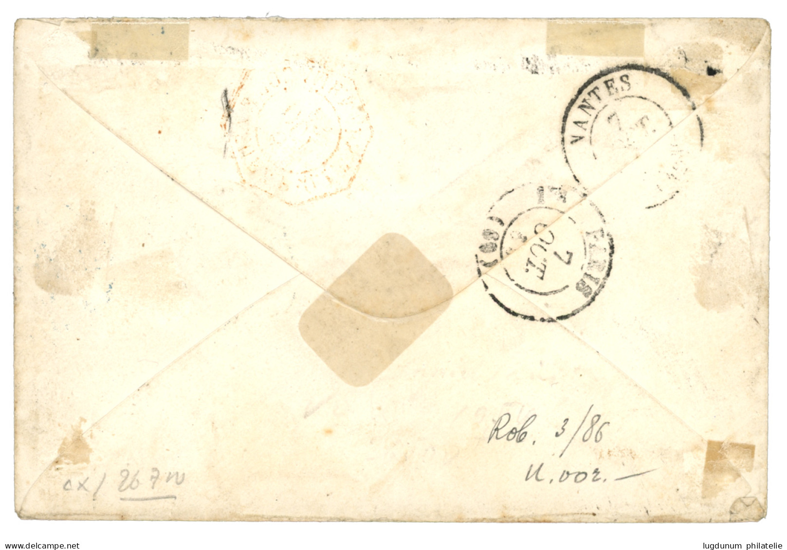 EXPEDITION De COCHINCHINE : 1863 FRANCE 20c (n°14) Obl. CCH + COR. D'ARMEES SAIGON En Bleu Sur Enveloppe Pour La FRANCE. - Army Postmarks (before 1900)