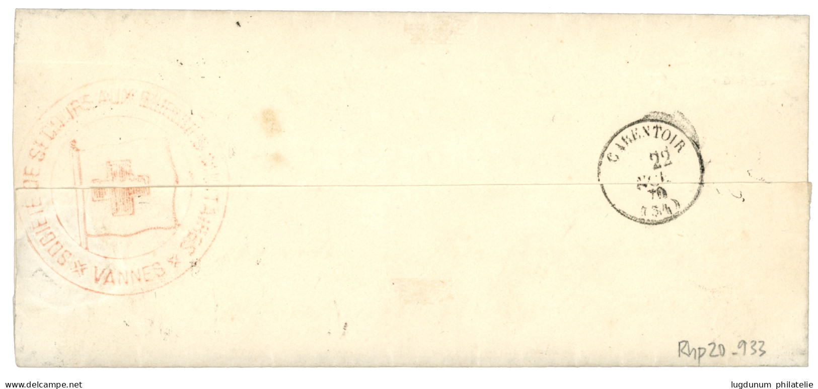 1870 Magnifique Cachet CROIX-ROUGE  SOCIETE DE SECOURS AUX BLESSES MILITAIRES VANNES + T.17 VANNES + P.P Sur Lettre Avec - Guerra Del 1870