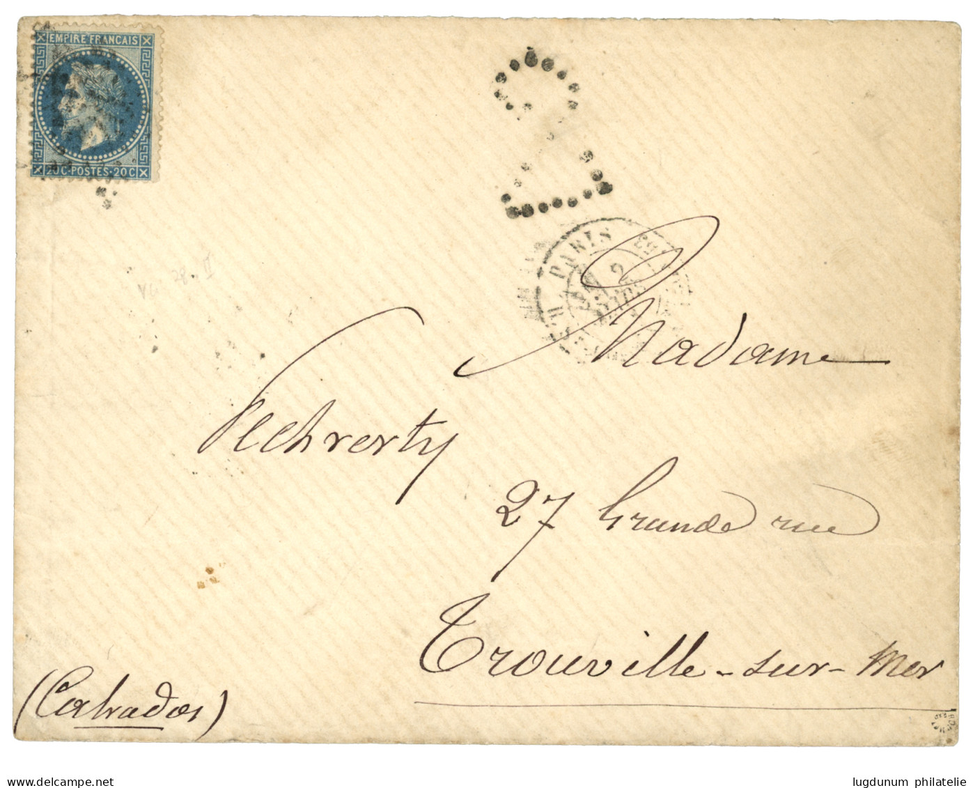 ALSACE-LORRAINE - Taxe 2 Cloutée : 1871 20c (n°29) Obl. ETOILE + PARIS 2 Mars 71 + Rarissime Taxe 2 "cloutée" Sur Envelo - Sonstige & Ohne Zuordnung