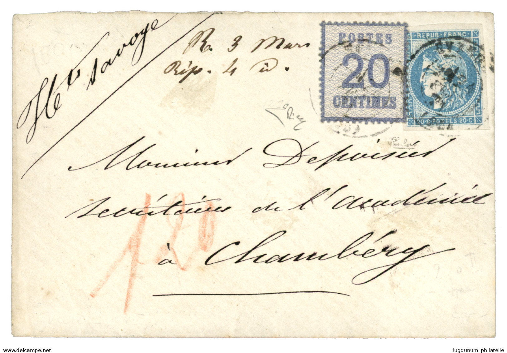 ALSACE-LORRAINE - Double Affrt Avec émission De BORDEAUX : 1871 20c BORDEAUX (n°45C) Obl. T.17 EVREUX + ALSACE 20c Sur E - Otros & Sin Clasificación