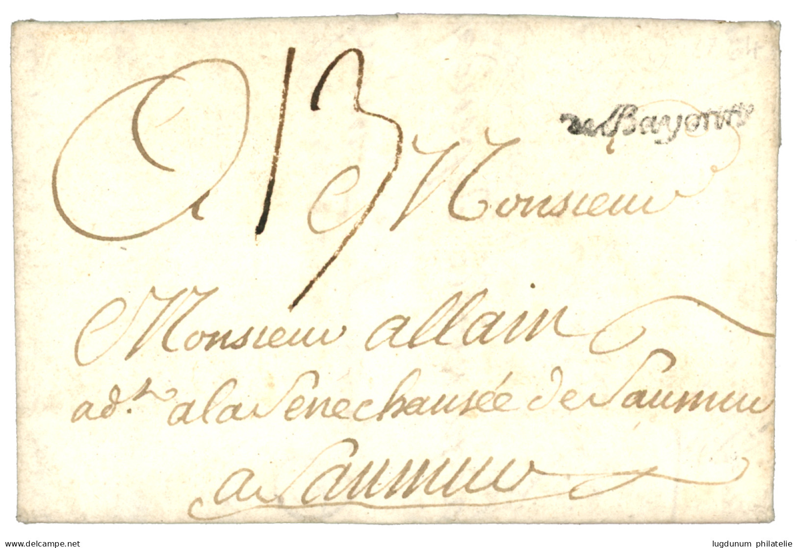 1760 Cachet DE BAYONNE Sur Lettre Avec Texte Daté "A La CUL Isle Et Coste De ST DOMINGUE HAITI " Pour SAUMUR. Superbe. - Schiffspost