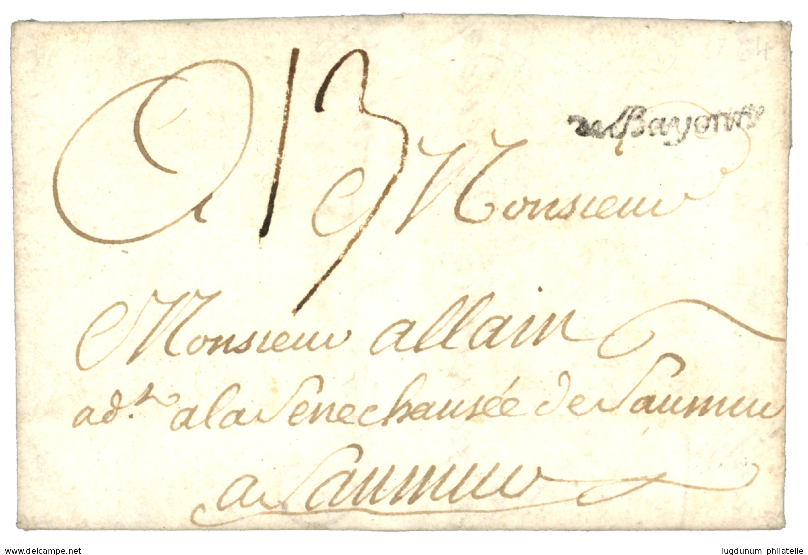 1760 Cachet DE BAYONNE Sur Lettre Avec Texte Daté "A La CUL Isle Et Coste De ST DOMINGUE HAITI " Pour SAUMUR. Superbe. - Posta Marittima