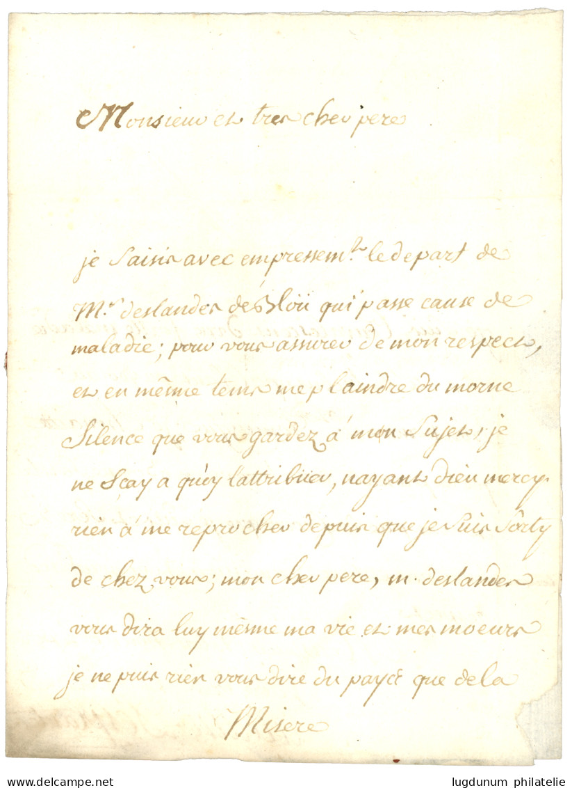 1760 Cachet DE BAYONNE Sur Lettre Avec Texte Daté "A La CUL Isle Et Coste De ST DOMINGUE HAITI " Pour SAUMUR. Superbe. - Maritime Post