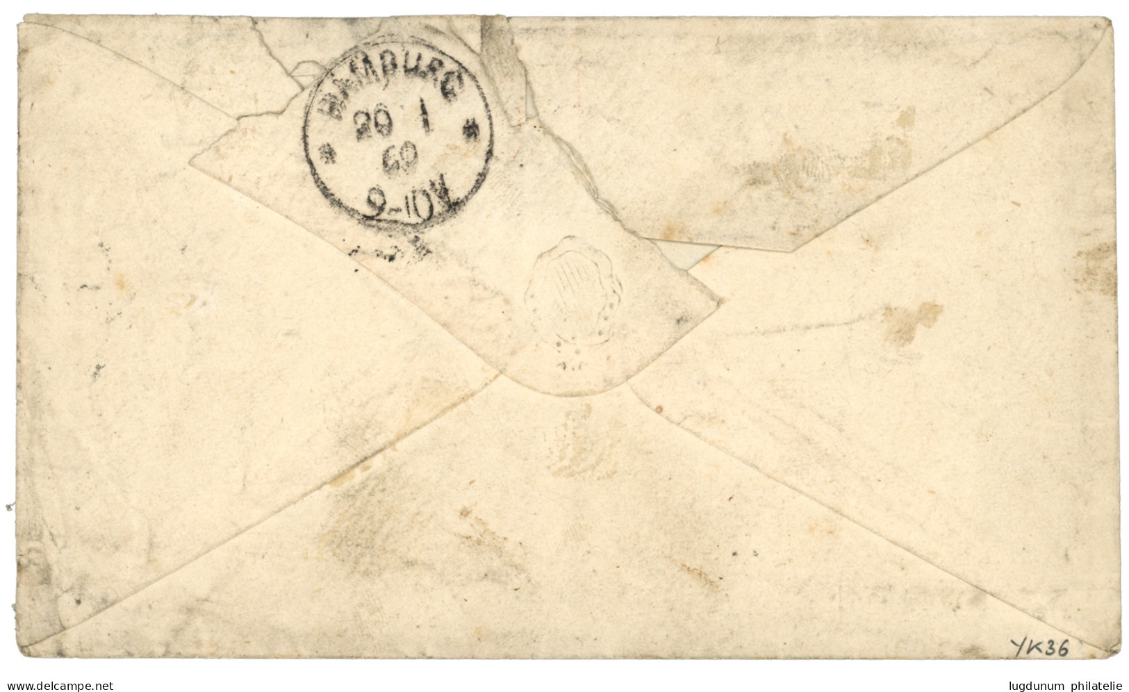 LIGNE K Pour HAMBOURG : 1868 80c (n°32) Obl. ANCRE + BUENOS-AYRES PAQ. FR. K N°1 + Rare Marque D' échange F./41 + AFFRAN - Posta Marittima