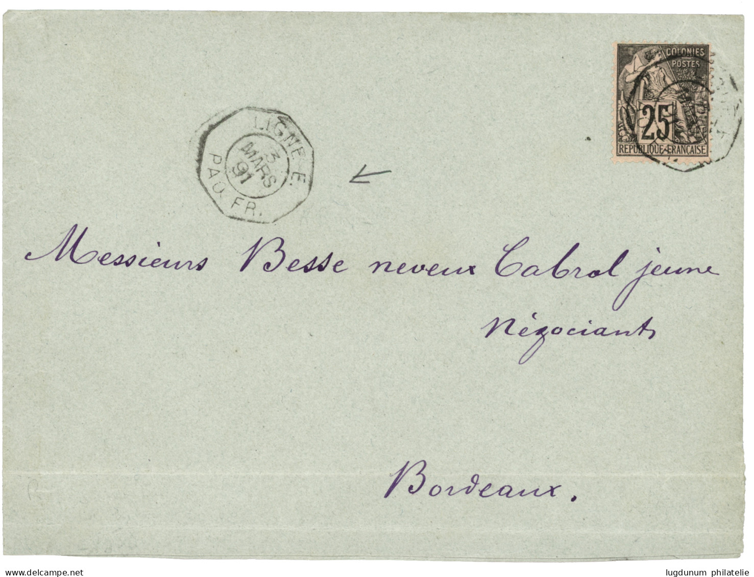 "LIGNE E - Escale De CAYENNE - Voyage Exceptionnel Du Paquebot SALVADOR Au Lieu Du ST DOMINGUE " : 1891 COLONIES GENERAL - Maritieme Post