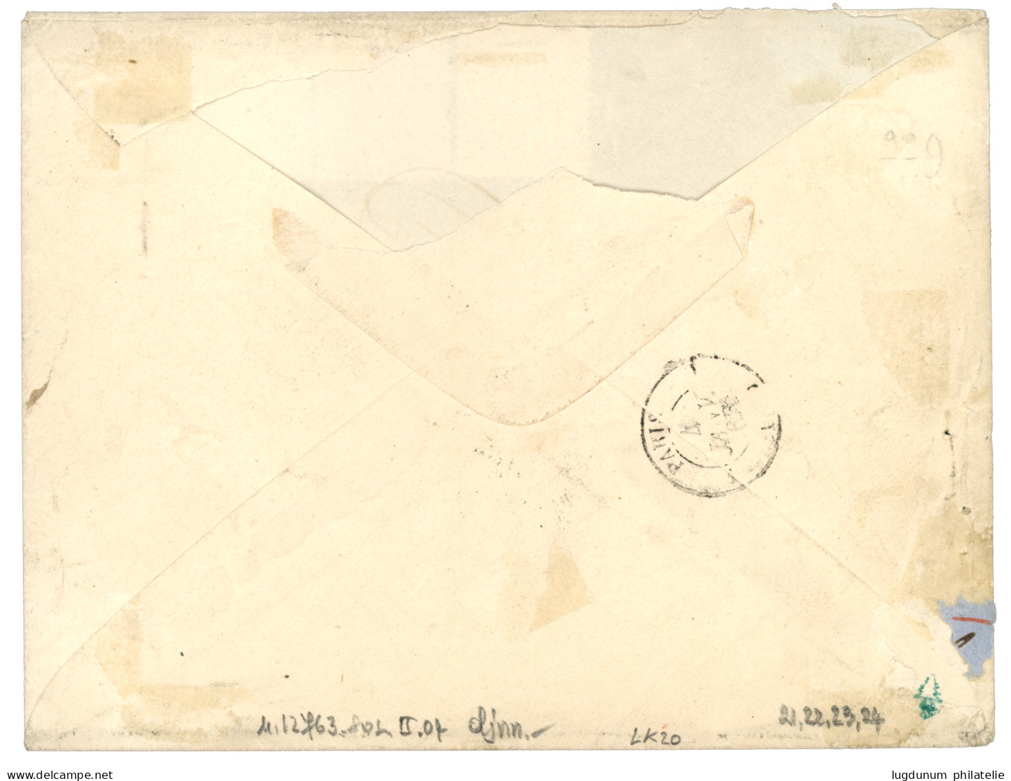 ALEXANDRIE : 1867 10c (n°21) + 20c (n°22) Pd + 40c (n°23) + 80c (n°24) Obl. GC 5080 + ALEXANDRIE EGYPTE Sur Enveloppe Po - 1849-1876: Classic Period