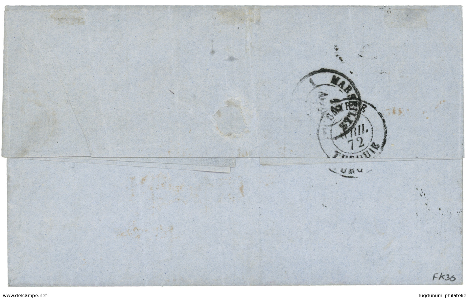 LATTAQUIE : 1872 80c (n°32) Obl. GC 5091 + LATAQUIE SYRIE Sur Lettre Avec Texte Pour La FRANCE. Bureau Rare. TTB. - 1849-1876: Periodo Classico