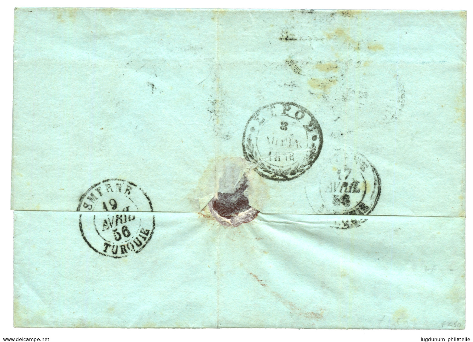 RHODES : 1865 RHODES TURQUIE + Taxe "100" Rouge Sur Lettre Pour La GRECE. Verso, SMYRNE TURQUIE. RARE. TTB. - 1849-1876: Periodo Classico