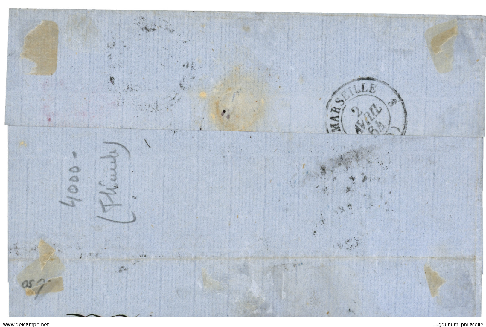 TRIPOLI - SYRIE : 1864 10c (n°21) + 40c (pd) Obl. GC 5101 + TRIPOLI SYRIE Sur Lettre Pour La FRANCE. Bureau RARE. TB. - 1849-1876: Klassieke Periode